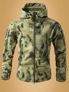 Livia | Stilvoller Stehkragen-Pullover Herren in Grüner Camouflage