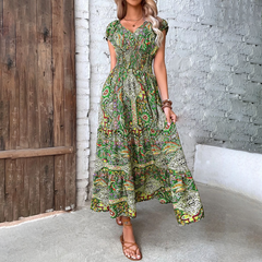 Wilma - Stilvolles Boho-Kleid in Dunkelgrün