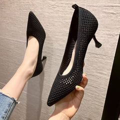 Chelly Sommertraum - Atmungsaktive Stiletto Mesh-Schuhe von Faszinierender Eleganz in Schwarz