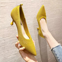 Chelly Sommertraum - Atmungsaktive Stiletto Mesh-Schuhe von Faszinierender Eleganz in Gelb
