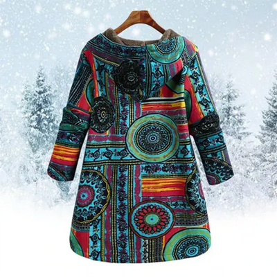 Damen Klassiker Blumen Kapuze Jacke | Winter