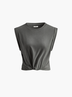 Sofia | Baumwoll T-Shirt mit Knoten Damen in Grau
