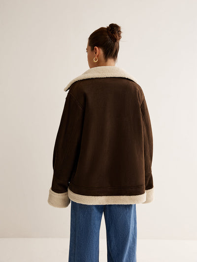 Damen Jahrgang Fleece Jacke | Braun