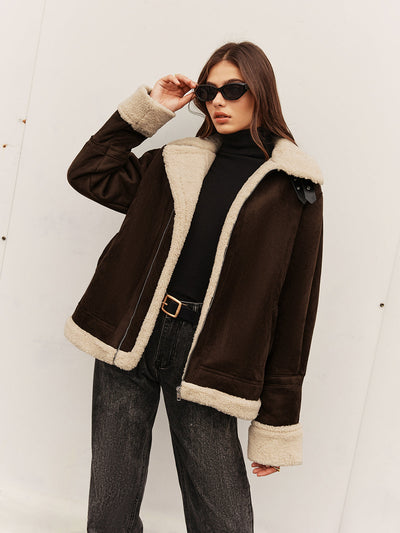 Damen Jahrgang Fleece Jacke | Braun