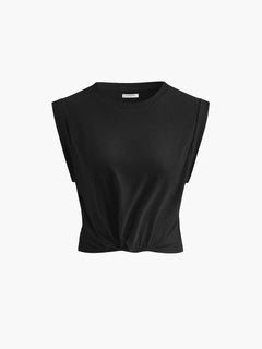 Sofia | Baumwoll T-Shirt mit Knoten Damen in Schwarz