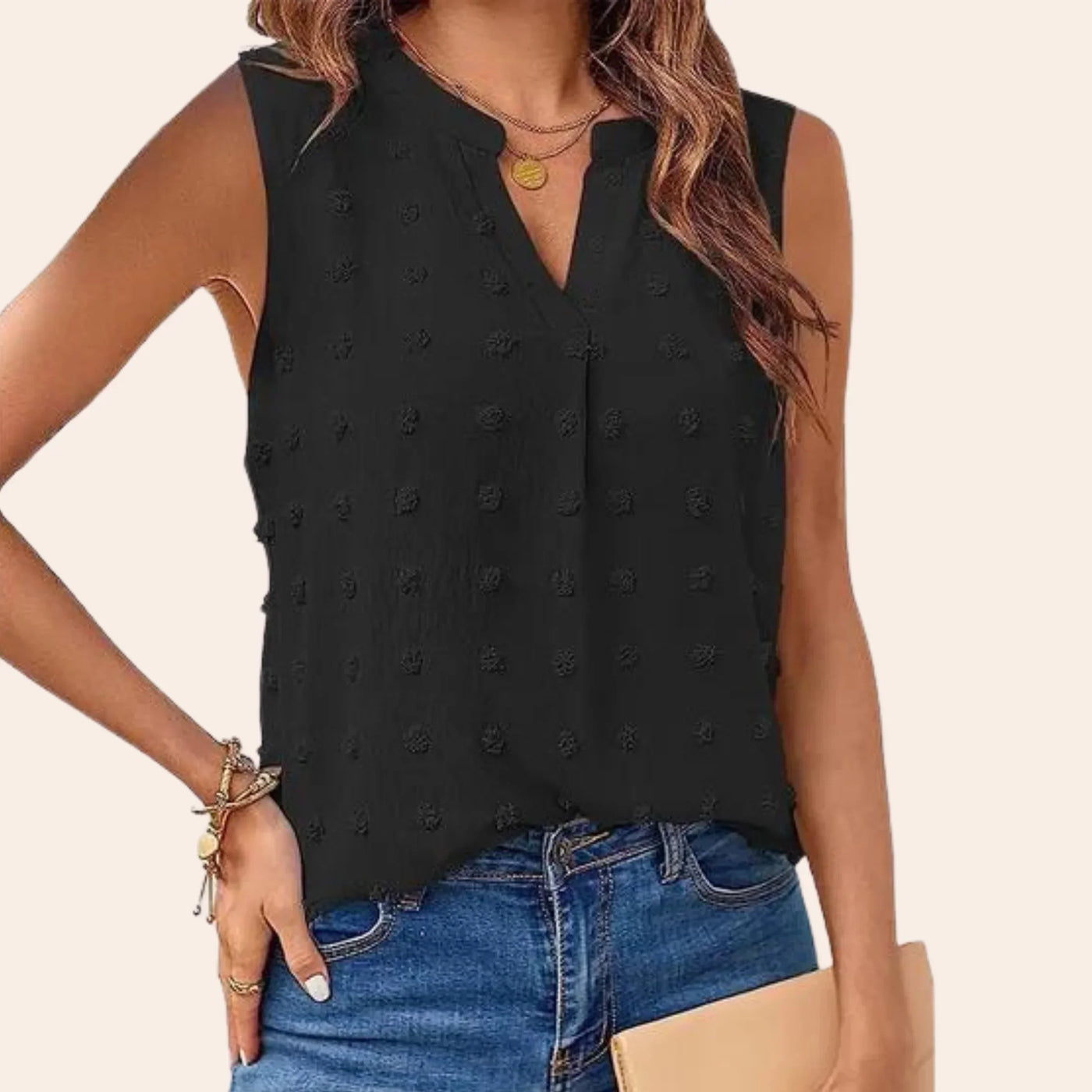 V-Ausschnitt Ärmellose Bluse für Damen
