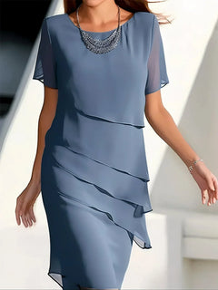 Isabella - Elegantes Kleid mit Bauchabdeckung in Blau