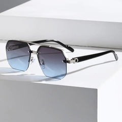 Moderne Stilvolle Geometrische Sonnenbrille für Herren | UV Schutz in Saphir Blau