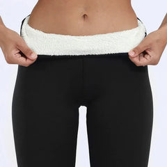 Warme Winterleggings mit Lammfell für Damen in Schwarz