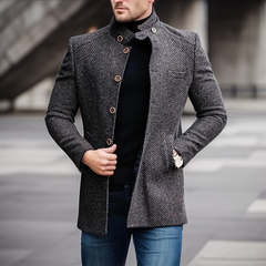 Johan - Vintage-Strickjacke in Sterling Grau