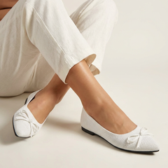 Ballerinas mit Schleifendetail – Mireille in Weiß