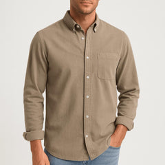 Ben | Herren Sommer Baumwoll Langarmhemd in Khaki