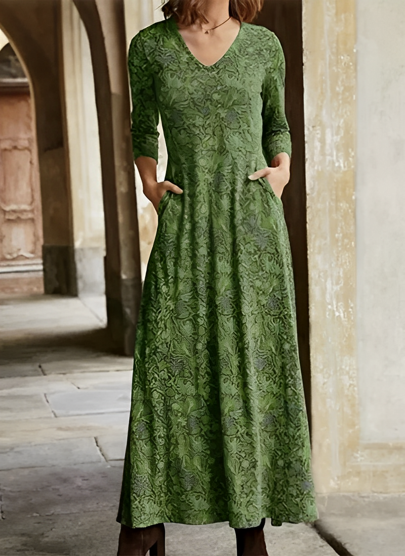 V-Ausschnitt Florales Maxikleid für Damen
