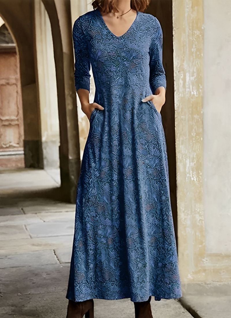 V-Ausschnitt Florales Maxikleid für Damen