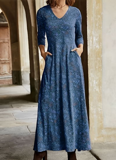 V-Ausschnitt Florales Maxikleid für Damen
