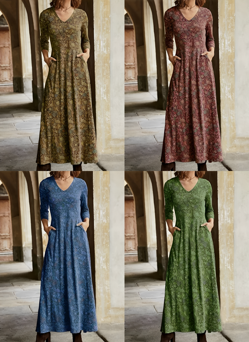 V-Ausschnitt Florales Maxikleid für Damen