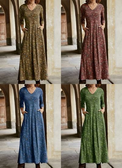 V-Ausschnitt Florales Maxikleid für Damen