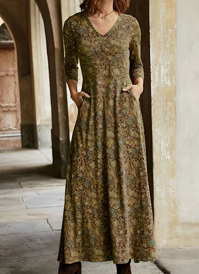 V-Ausschnitt Florales Maxikleid für Damen