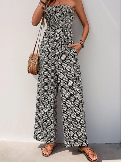 Beate – Diamond Chic Smocked Jumpsuit Bequem Und Elegant