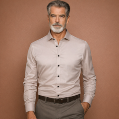 Slim-Fit Herrenhemd mit langen Ärmeln für Business- und Freizeitoutfits | Reinout in Beige