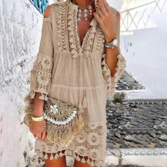 Bella | Minikleid im Boho Stil in Khaki