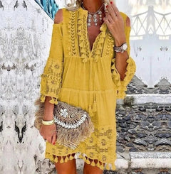 Bella | Minikleid im Boho Stil in Gelb