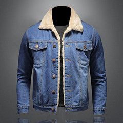 Warme Denim-Jacke für Männer in Blau