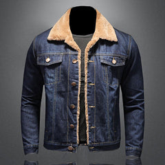 Warme Denim-Jacke für Männer in Marineblau