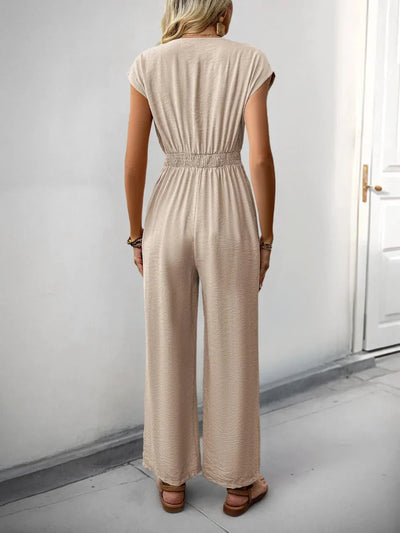 Bianca – Button Bloom Jumpsuit Damen Weites Bein Stilvoll