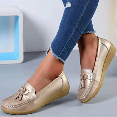 Amy - Orthopädische Lederhalbschuhe in Gold