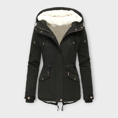 Moriel – Gefütterte Winterjacke mit Kapuze in Schwarz