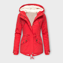Moriel – Gefütterte Winterjacke mit Kapuze in Rot