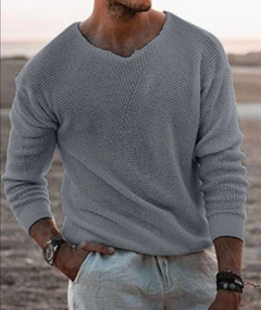 Lässiger warmer Pullover für Männer in Grau