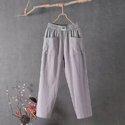 Elastischem Leinenhose mit Taschen für Damen