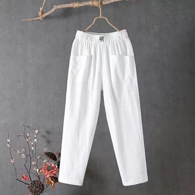Elastischem Leinenhose mit Taschen für Damen