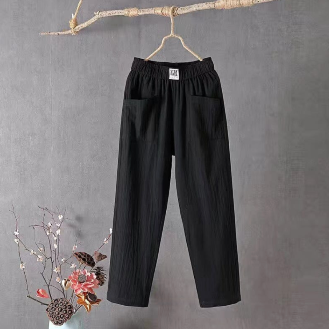 Elastischem Leinenhose mit Taschen für Damen