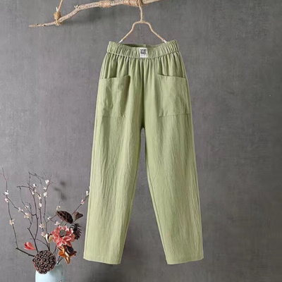 Elastischem Leinenhose mit Taschen für Damen