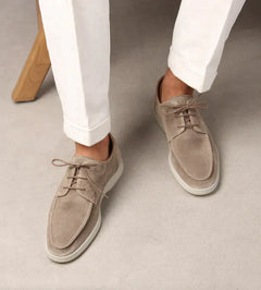 George - Luxuriöse Leder-Loafer zum Schnüren für Herren in Beige