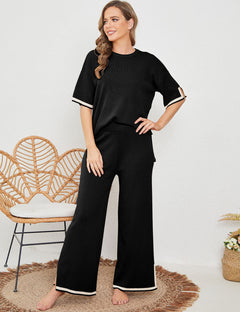 Eloise - Passendes T-Shirt & Hose - Loungewear Set in Schwarz