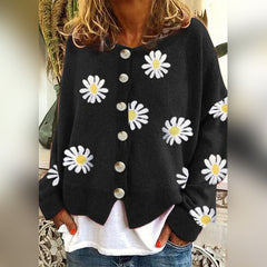 Damen Cardigan mit Blumen Druck | Lässig in Schwarz