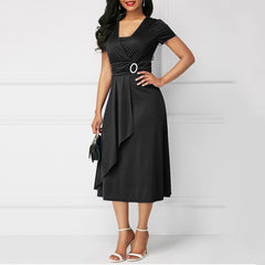 Filomena - Elegantes midikleid in Schwarz