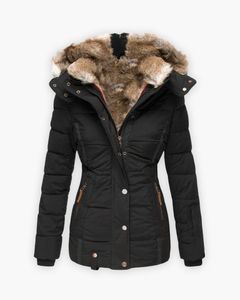 Friederike | Steppjacke mit Fellfutter in Schwarz