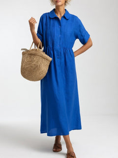 Jorisa - kurzärmeliges Midikleid in Blau