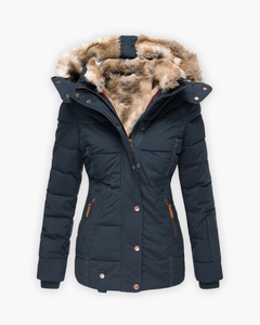 Friederike | Steppjacke mit Fellfutter in Blau