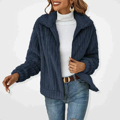 SVEVA™ | ELEGANTER PLÜSCH-CARDIGAN in Marineblau