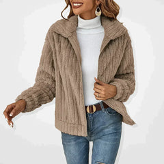 SVEVA™ | ELEGANTER PLÜSCH-CARDIGAN in Khaki