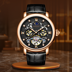 GERALD® MECHANISCHE AUTOMATIK-ARMBANDUHR AUS LERNCHE in Schwarzgold