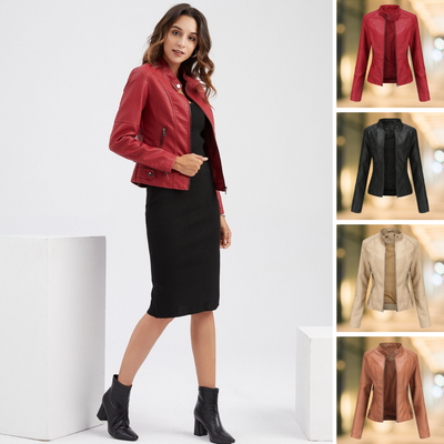 Lederjacke mit Stehkragen für Frauen
