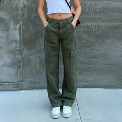 Marta | Damen Leinen Cargo Hose – Leinenhose Cargo Lässig für Alltag 2026 in Olivgrün