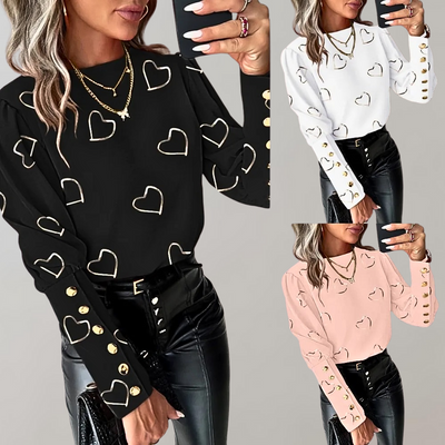 Bluse mit Herzdruck für Damen